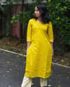Yellow Handloom cotton kurti with pant