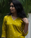 Yellow Handloom cotton kurti with pant