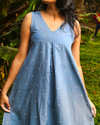 Dusty blue top handloom cotton