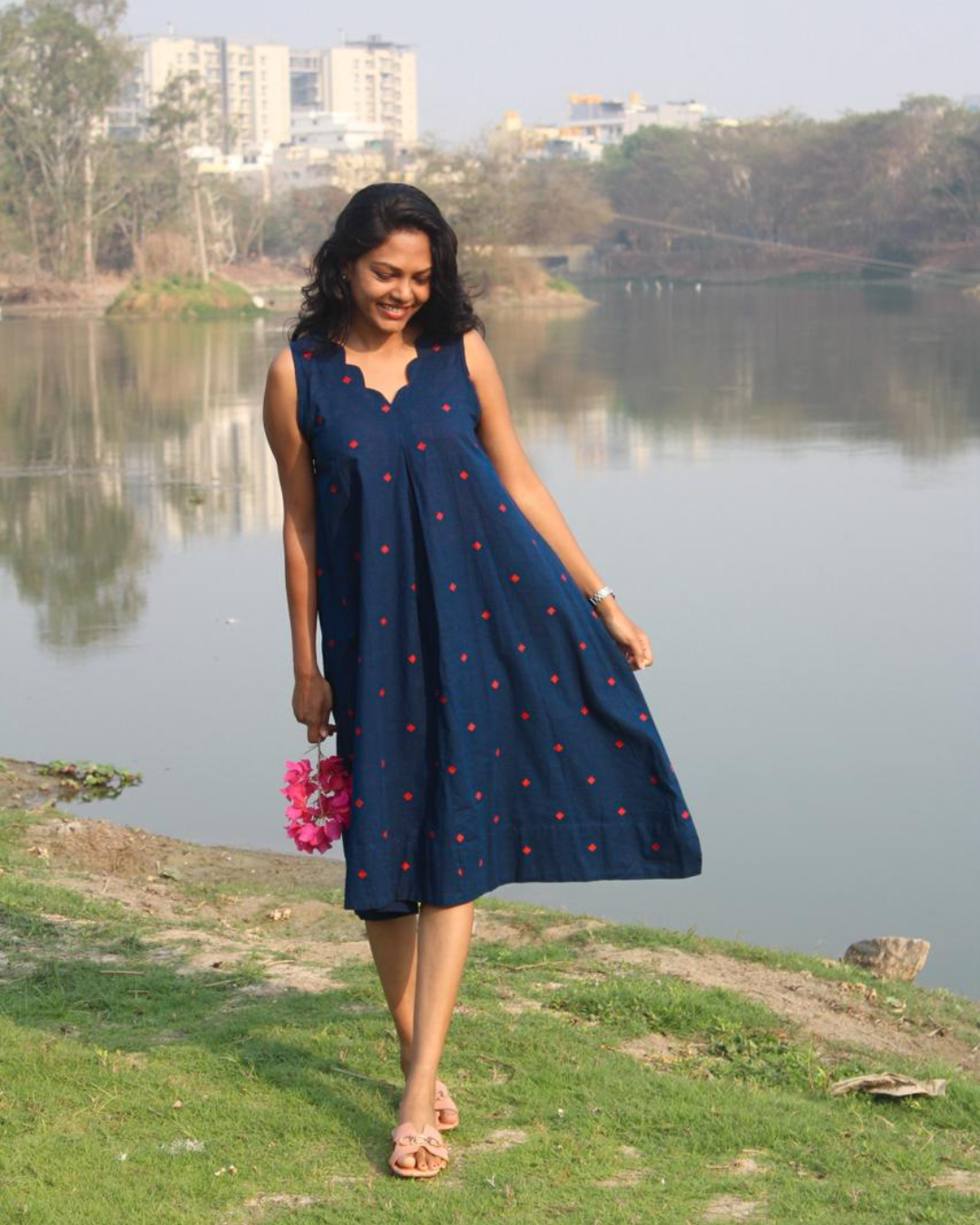 Navy blue top handloom cotton
