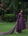 Purple tussar silk 3 piece set