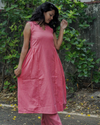 Pink handloom kurti with pant